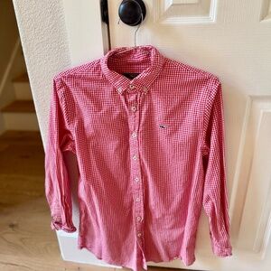 Vineyard Vines Whale Shirt in Red Gingham. Youth Size XL.